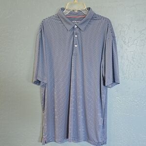 Michael Rouen Performance Golf Men’s Blue & White Striped Polo Shirt